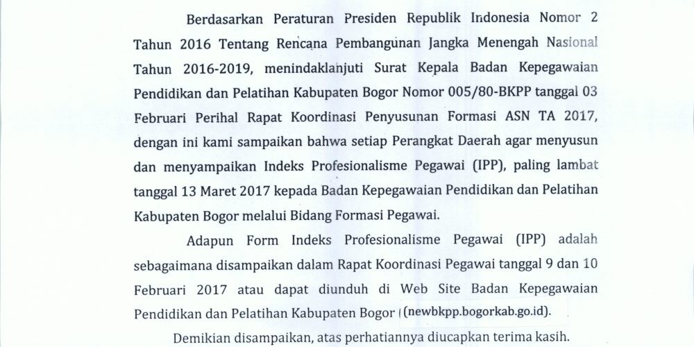 Penyusunan Indeks Profesionalisme Pegawai